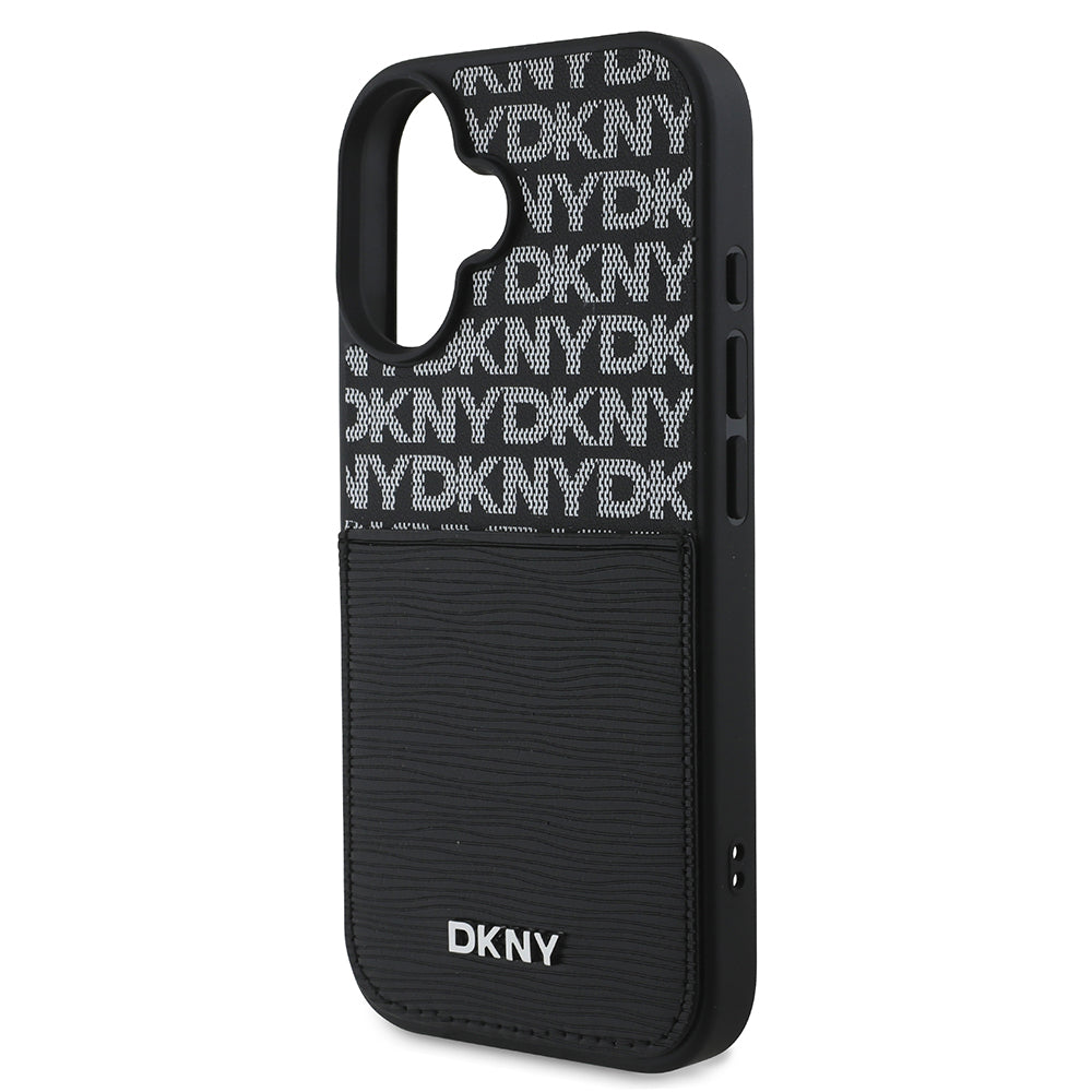iPhone 16 Kılıf DKNY Orjinal Lisanslı Kartlıklı 3D Yazılı Repeat Texture Pattern Kapak