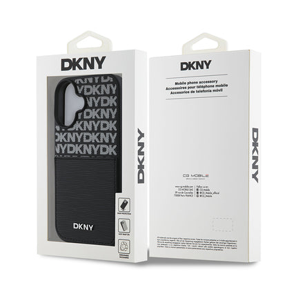 iPhone 16 Kılıf DKNY Orjinal Lisanslı Kartlıklı 3D Yazılı Repeat Texture Pattern Kapak