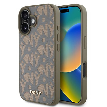 iPhone 16 Kılıf DKNY Orjinal Lisanslı M-safe Şarj Özellikli 3D Yazılı Grid Pattern Kapak