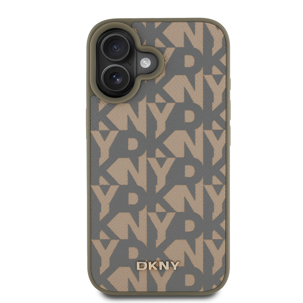 iPhone 16 Kılıf DKNY Orjinal Lisanslı M-safe Şarj Özellikli 3D Yazılı Grid Pattern Kapak