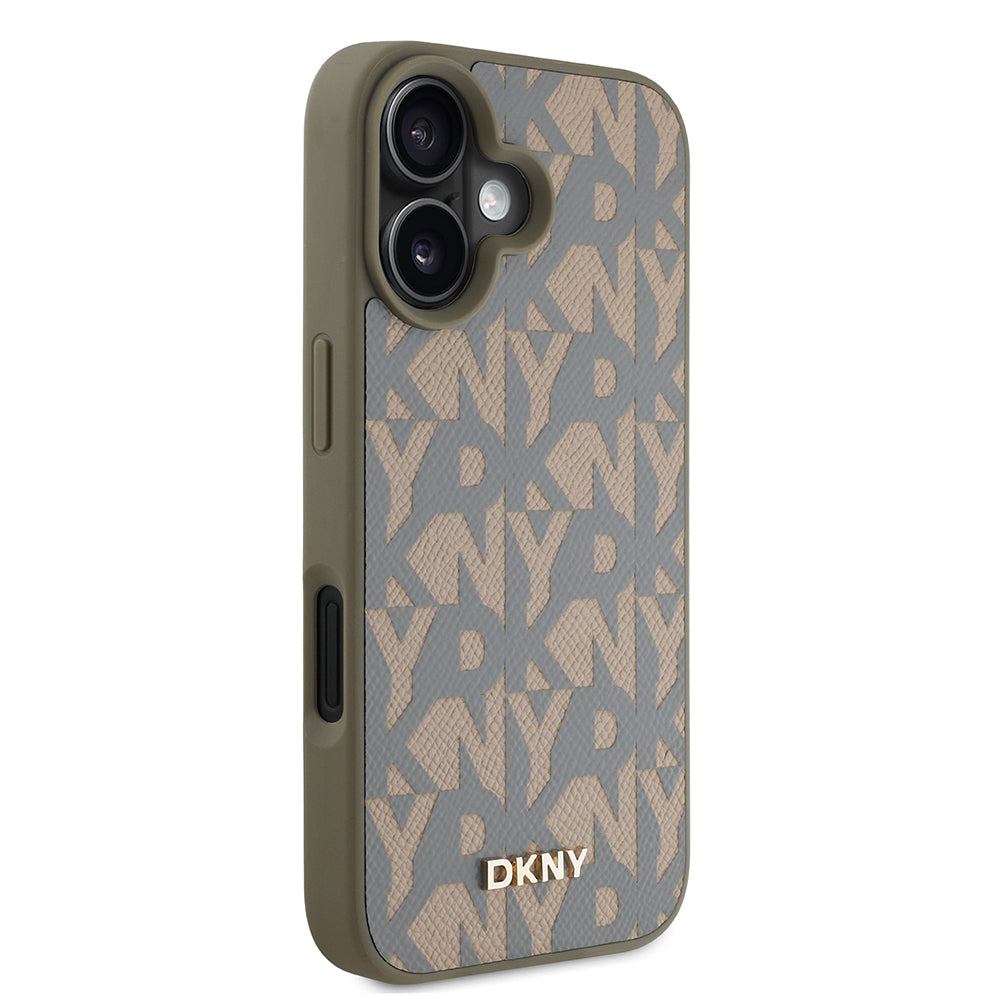 iPhone 16 Kılıf DKNY Orjinal Lisanslı M-safe Şarj Özellikli 3D Yazılı Grid Pattern Kapak