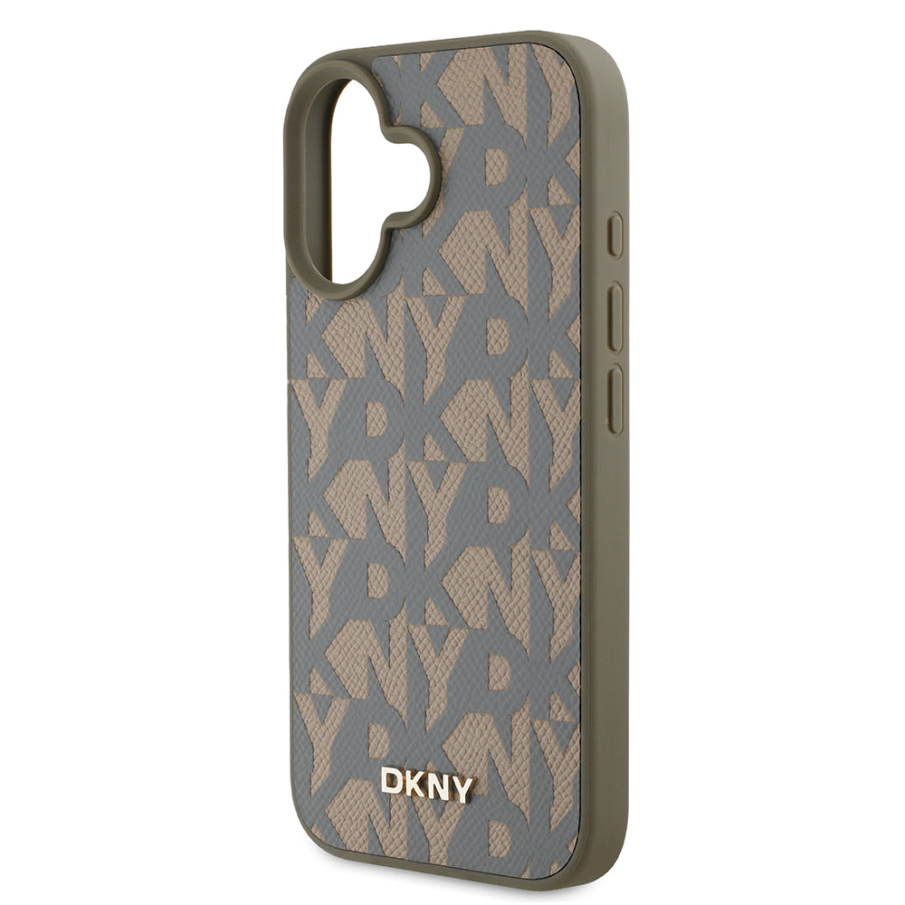iPhone 16 Kılıf DKNY Orjinal Lisanslı M-safe Şarj Özellikli 3D Yazılı Grid Pattern Kapak