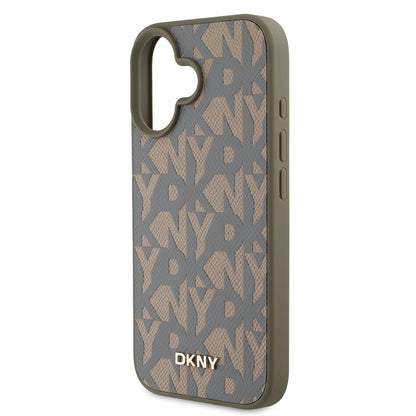 iPhone 16 Kılıf DKNY Orjinal Lisanslı M-safe Şarj Özellikli 3D Yazılı Grid Pattern Kapak