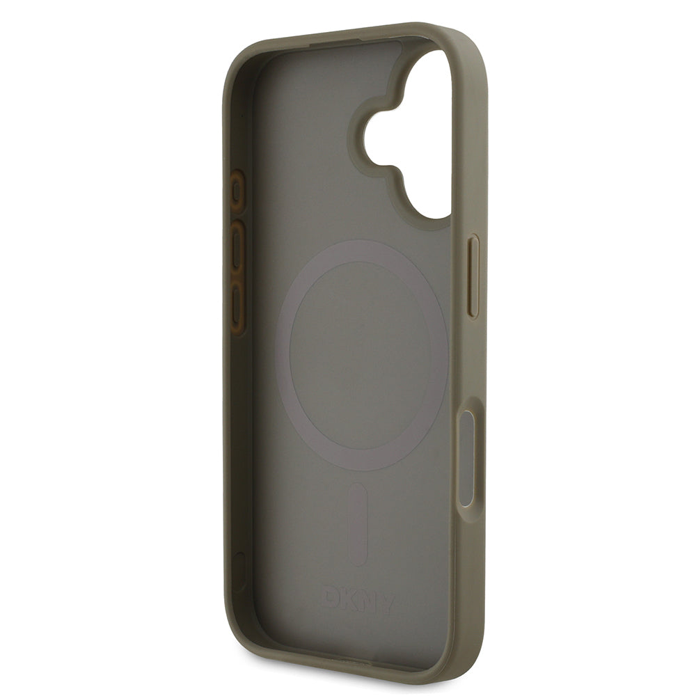iPhone 16 Kılıf DKNY Orjinal Lisanslı M-safe Şarj Özellikli 3D Yazılı Grid Pattern Kapak