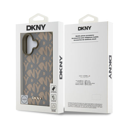 iPhone 16 Kılıf DKNY Orjinal Lisanslı M-safe Şarj Özellikli 3D Yazılı Grid Pattern Kapak