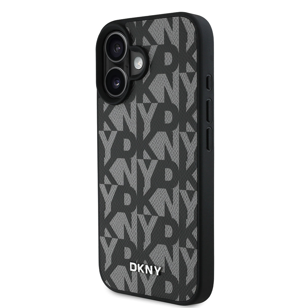 iPhone 16 Kılıf DKNY Orjinal Lisanslı M-safe Şarj Özellikli 3D Yazılı Grid Pattern Kapak