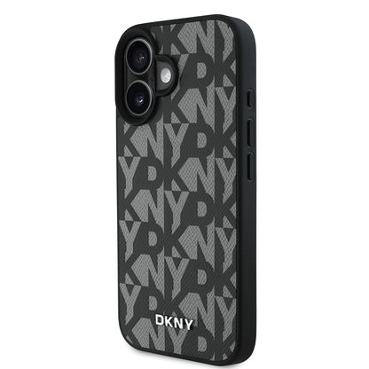 iPhone 16 Kılıf DKNY Orjinal Lisanslı M-safe Şarj Özellikli 3D Yazılı Grid Pattern Kapak
