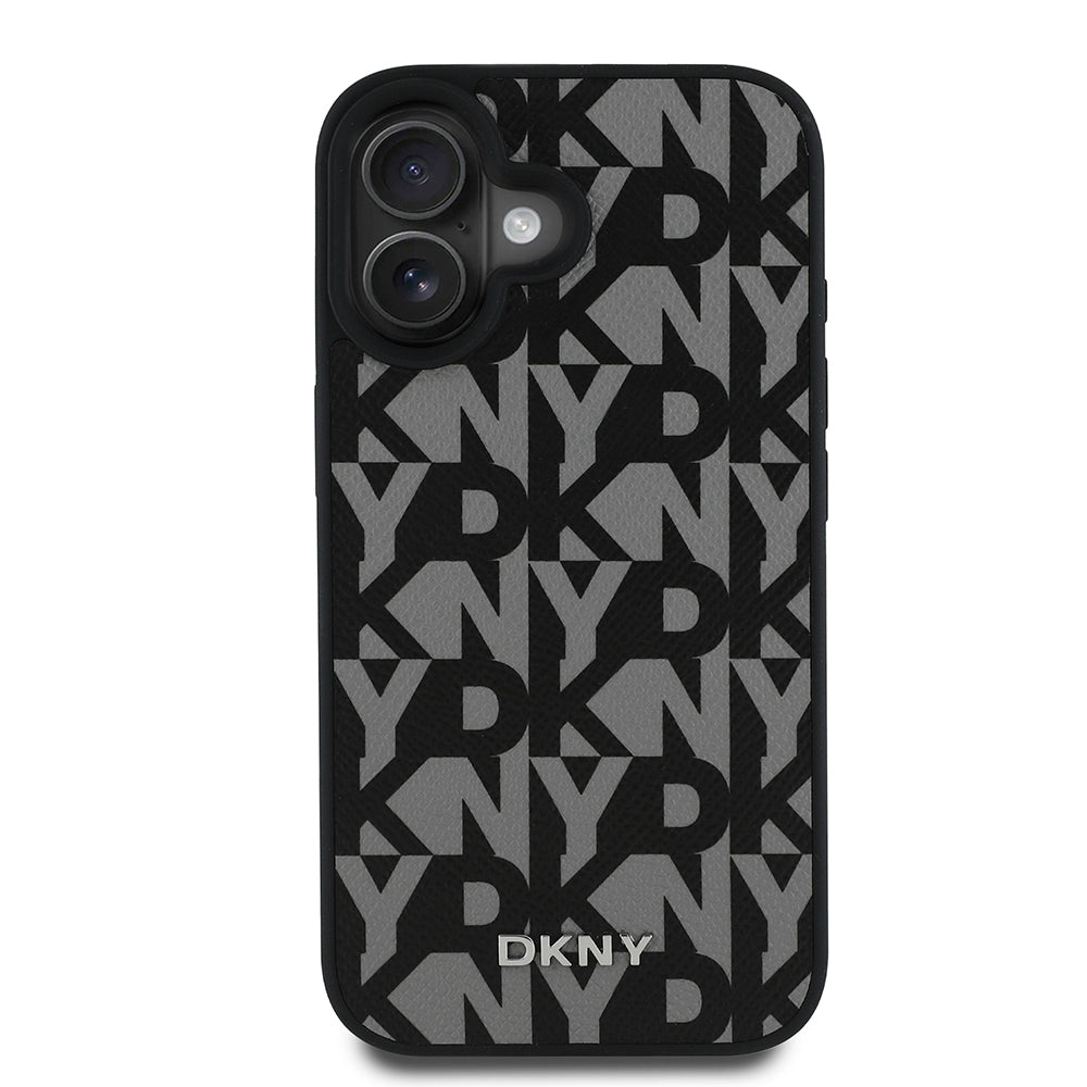 iPhone 16 Kılıf DKNY Orjinal Lisanslı M-safe Şarj Özellikli 3D Yazılı Grid Pattern Kapak