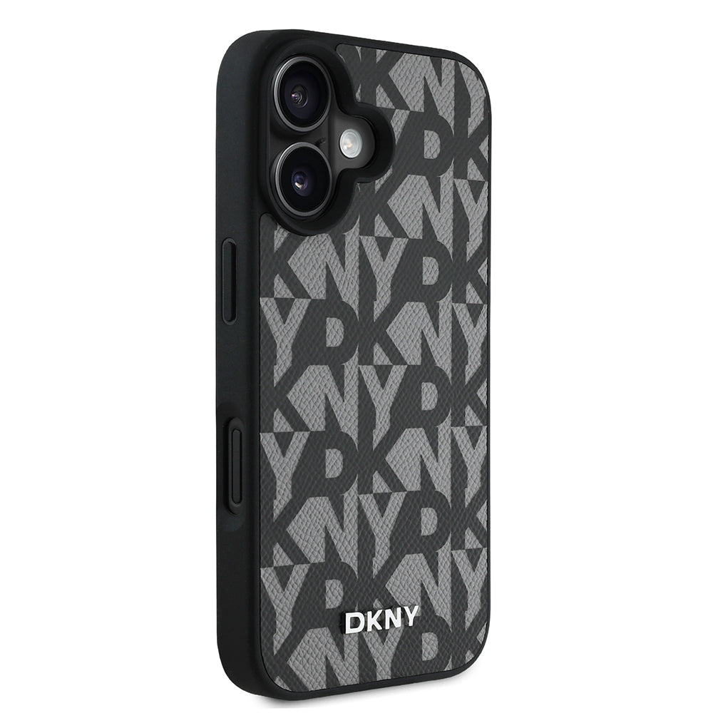 iPhone 16 Kılıf DKNY Orjinal Lisanslı M-safe Şarj Özellikli 3D Yazılı Grid Pattern Kapak