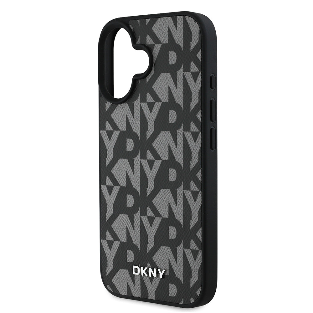 iPhone 16 Kılıf DKNY Orjinal Lisanslı M-safe Şarj Özellikli 3D Yazılı Grid Pattern Kapak