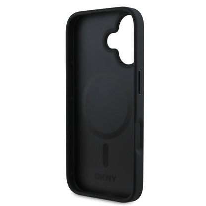 iPhone 16 Kılıf DKNY Orjinal Lisanslı M-safe Şarj Özellikli 3D Yazılı Grid Pattern Kapak