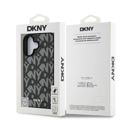 iPhone 16 Kılıf DKNY Orjinal Lisanslı M-safe Şarj Özellikli 3D Yazılı Grid Pattern Kapak