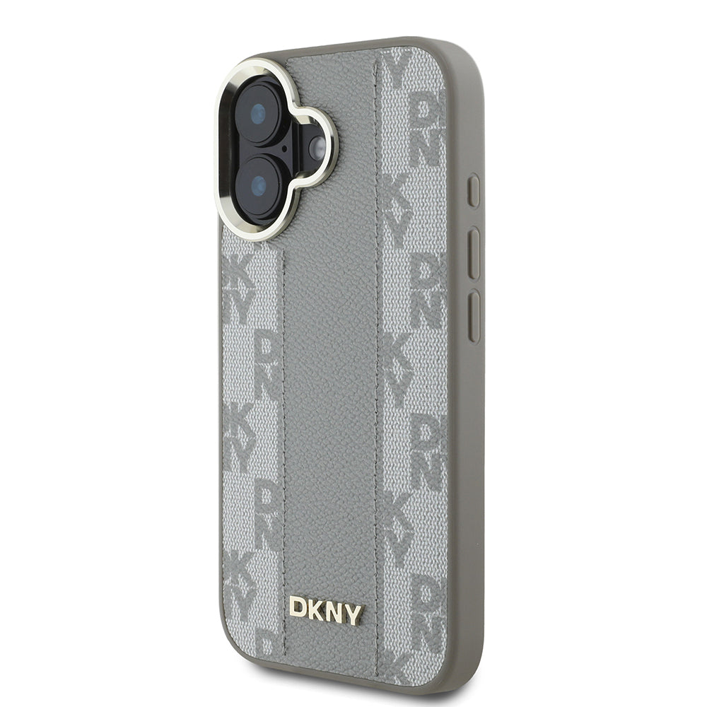 iPhone 16 Kılıf DKNY Orjinal Lisanslı M-safe Şarj Özellikli 3D Yazılı Checkered Pattern Kapak