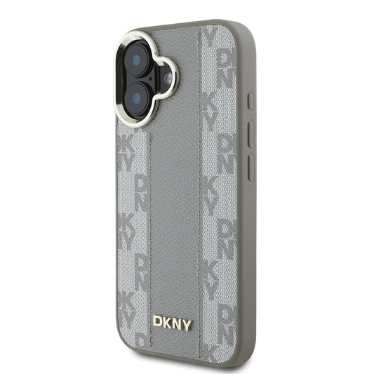 iPhone 16 Kılıf DKNY Orjinal Lisanslı M-safe Şarj Özellikli 3D Yazılı Checkered Pattern Kapak
