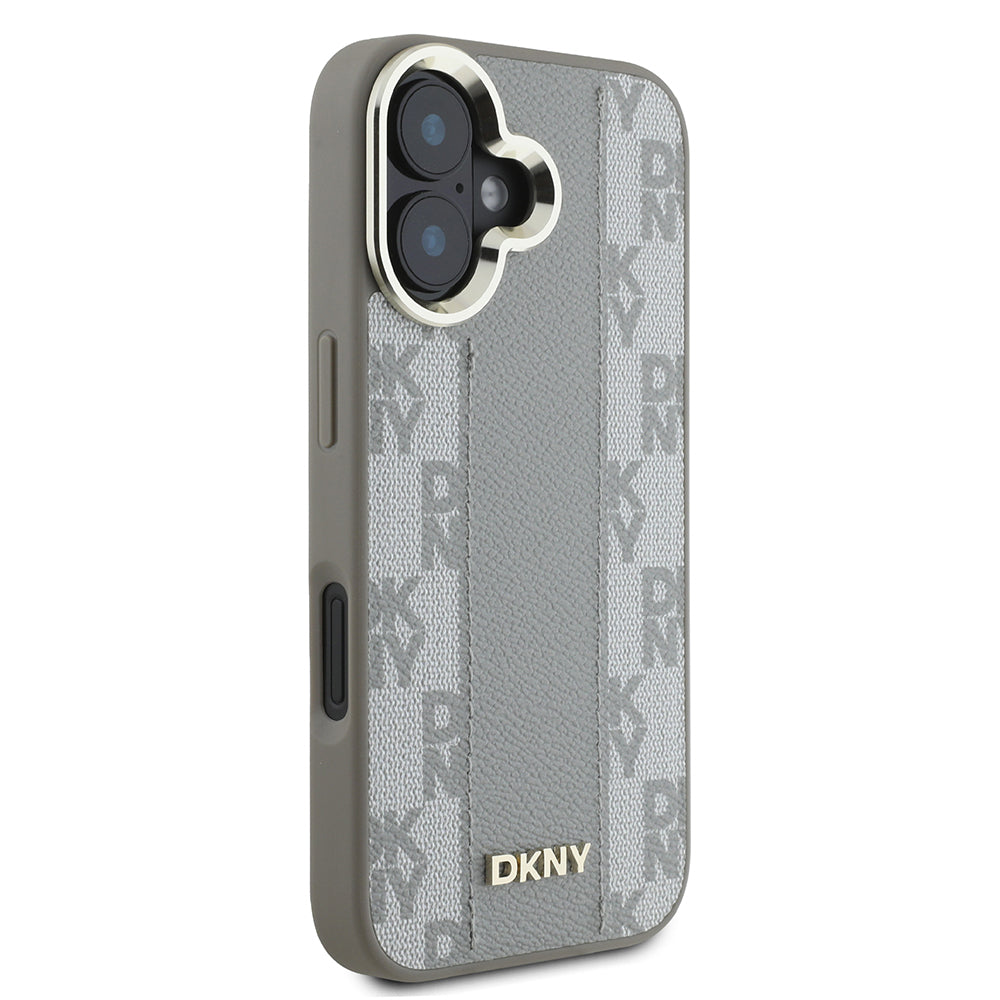 iPhone 16 Kılıf DKNY Orjinal Lisanslı M-safe Şarj Özellikli 3D Yazılı Checkered Pattern Kapak