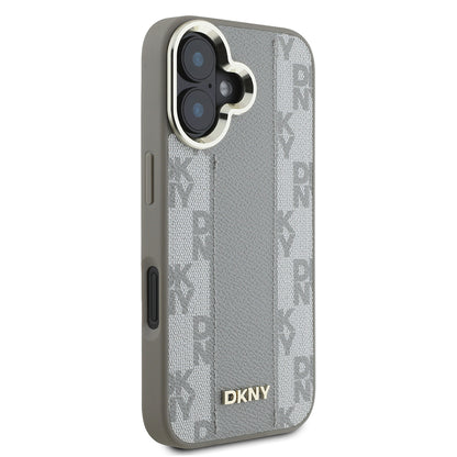 iPhone 16 Kılıf DKNY Orjinal Lisanslı M-safe Şarj Özellikli 3D Yazılı Checkered Pattern Kapak