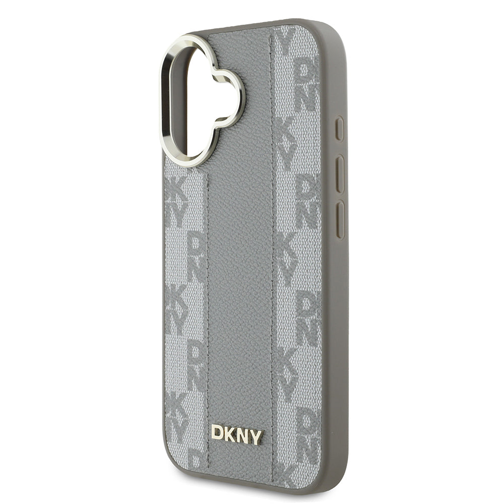iPhone 16 Kılıf DKNY Orjinal Lisanslı M-safe Şarj Özellikli 3D Yazılı Checkered Pattern Kapak