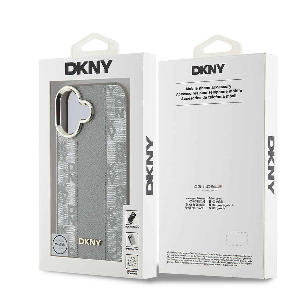 iPhone 16 Kılıf DKNY Orjinal Lisanslı M-safe Şarj Özellikli 3D Yazılı Checkered Pattern Kapak