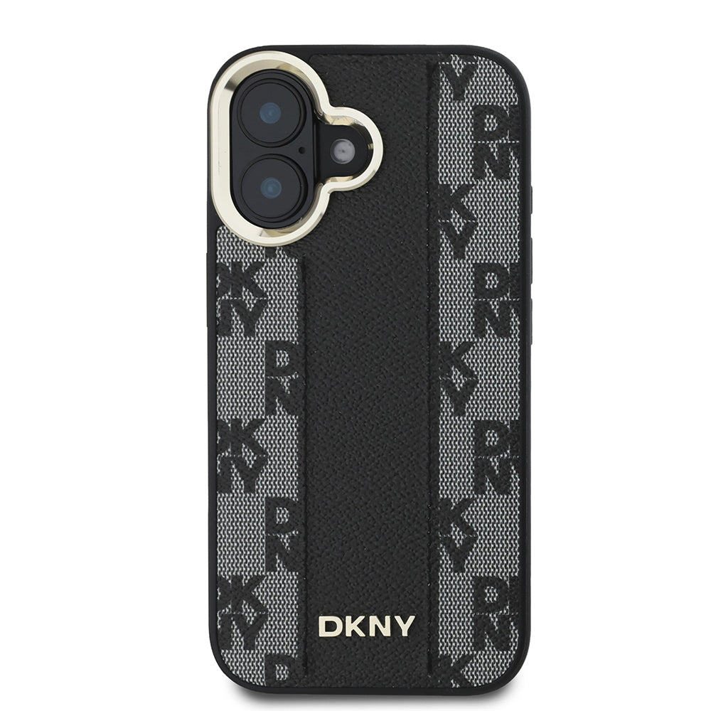 iPhone 16 Kılıf DKNY Orjinal Lisanslı M-safe Şarj Özellikli 3D Yazılı Checkered Pattern Kapak