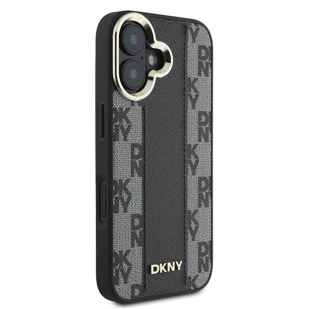 iPhone 16 Kılıf DKNY Orjinal Lisanslı M-safe Şarj Özellikli 3D Yazılı Checkered Pattern Kapak