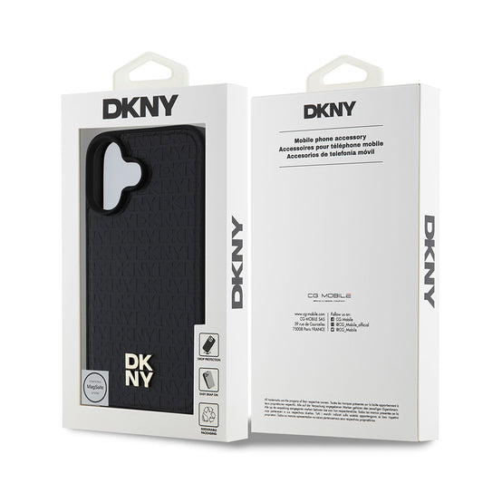 iPhone 16 Kılıf DKNY Orjinal Lisanslı M-safe Şarj Özellikli 3D Yazılı Repeat Pattern Kapak