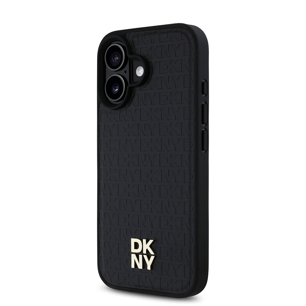 iPhone 16 Kılıf DKNY Orjinal Lisanslı M-safe Şarj Özellikli 3D Yazılı Repeat Pattern Kapak