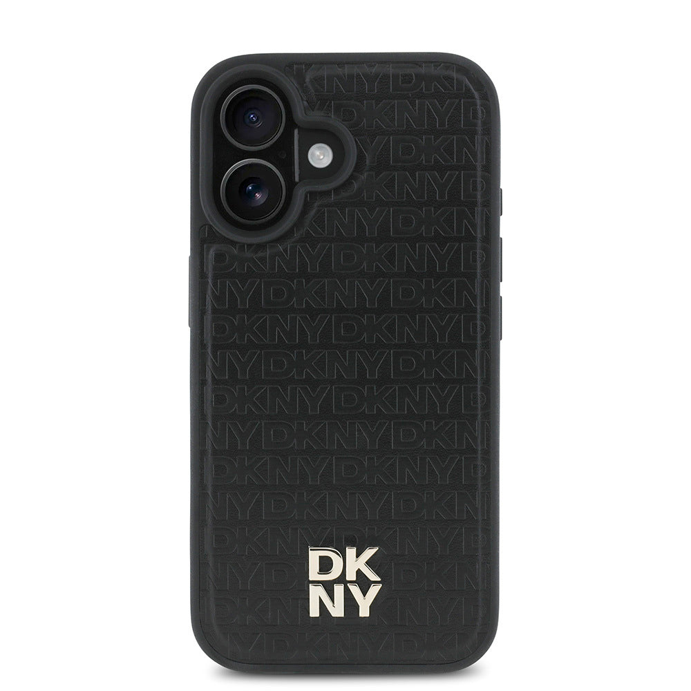 iPhone 16 Kılıf DKNY Orjinal Lisanslı M-safe Şarj Özellikli 3D Yazılı Repeat Pattern Kapak