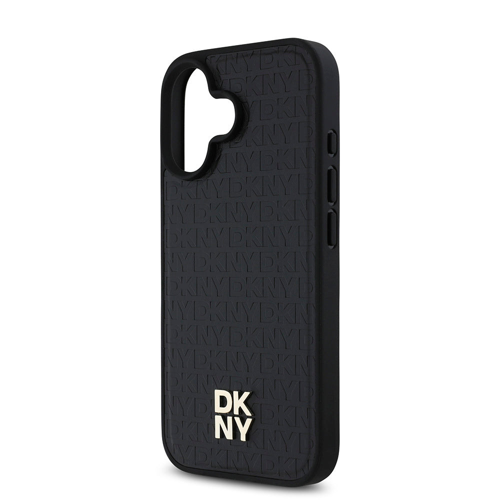 iPhone 16 Kılıf DKNY Orjinal Lisanslı M-safe Şarj Özellikli 3D Yazılı Repeat Pattern Kapak