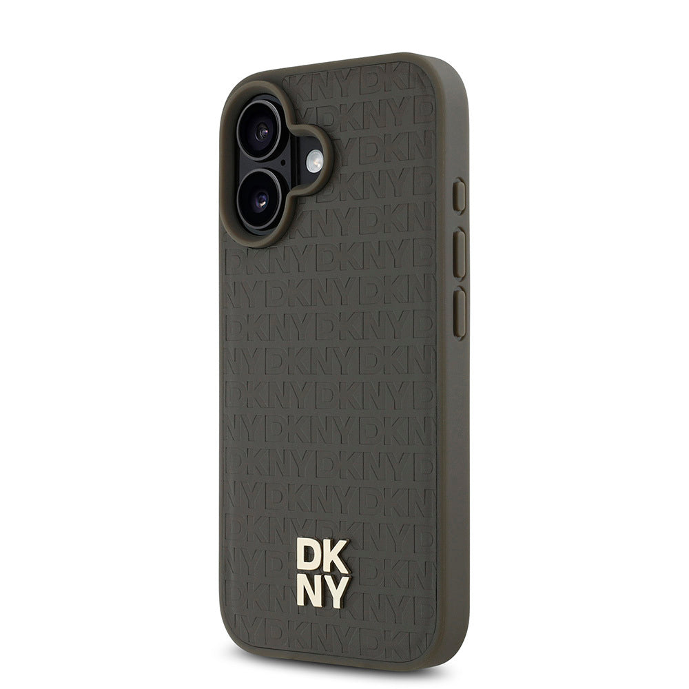 iPhone 16 Kılıf DKNY Orjinal Lisanslı M-safe Şarj Özellikli 3D Yazılı Repeat Pattern Kapak