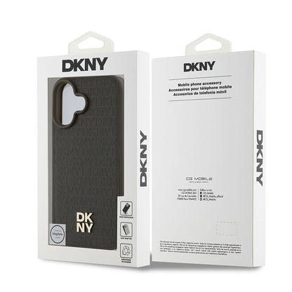 iPhone 16 Kılıf DKNY Orjinal Lisanslı M-safe Şarj Özellikli 3D Yazılı Repeat Pattern Kapak