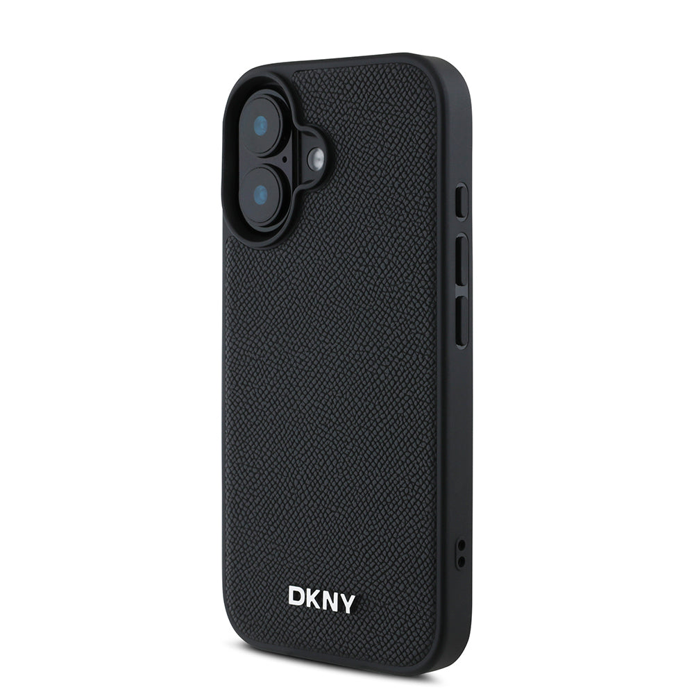 iPhone 16 Kılıf DKNY Orjinal Lisanslı M-safe Şarj Özellikli Metal Logolu PU Deri Grained Kapak