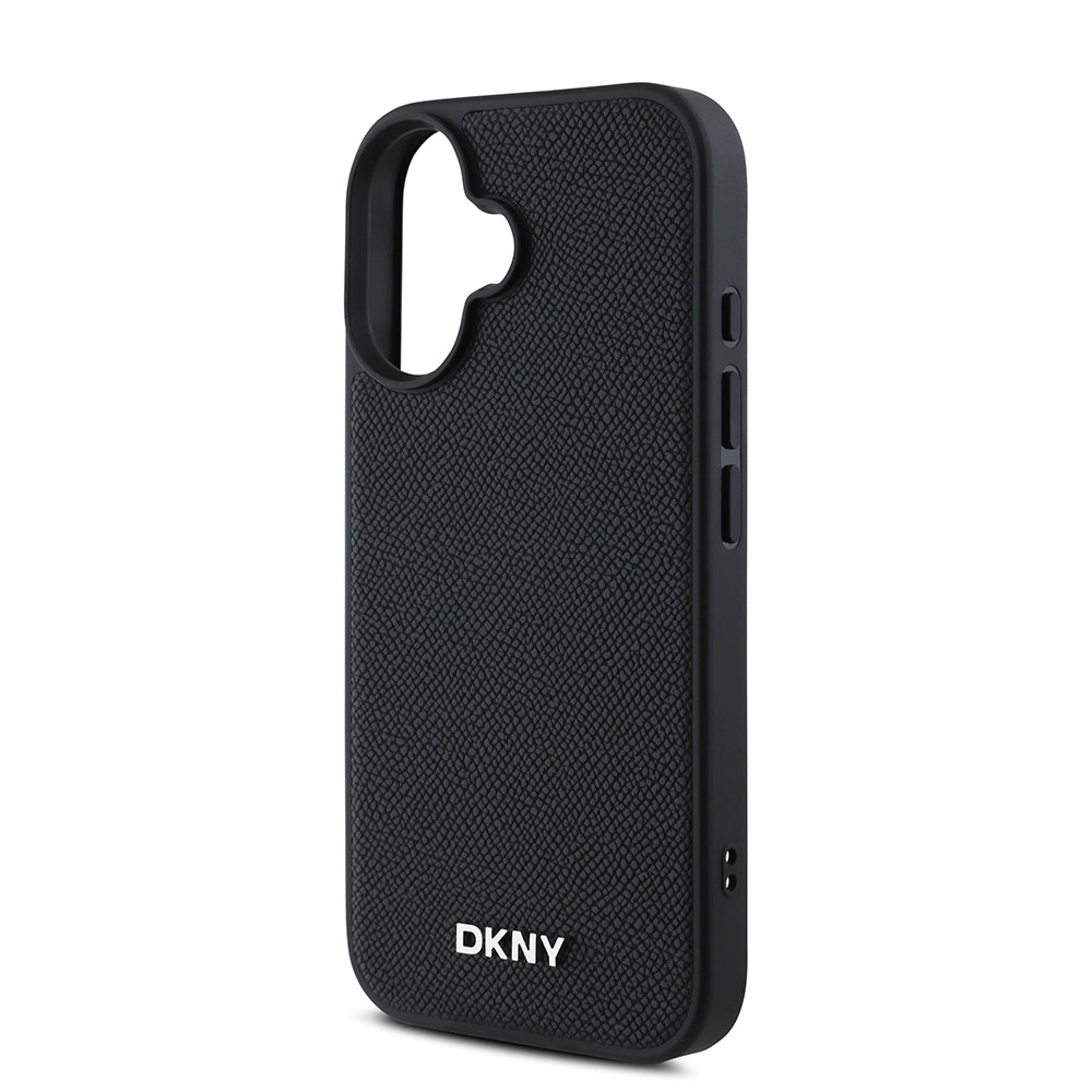 iPhone 16 Kılıf DKNY Orjinal Lisanslı M-safe Şarj Özellikli Metal Logolu PU Deri Grained Kapak