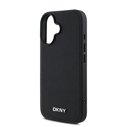 iPhone 16 Kılıf DKNY Orjinal Lisanslı M-safe Şarj Özellikli Metal Logolu PU Deri Grained Kapak