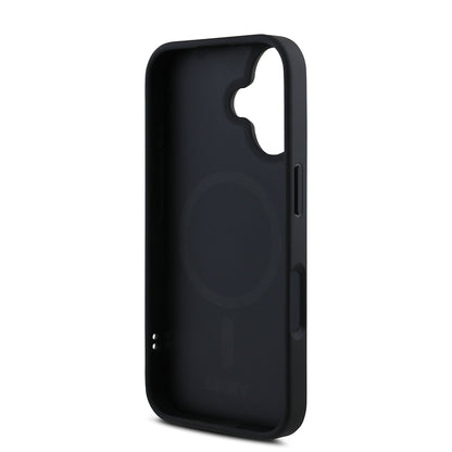 iPhone 16 Kılıf DKNY Orjinal Lisanslı M-safe Şarj Özellikli Metal Logolu PU Deri Grained Kapak