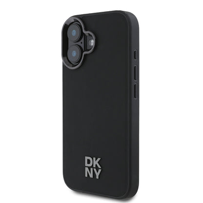 iPhone 16 Kılıf DKNY Orjinal Lisanslı M-safe Şarj Özellikli Metal Logolu PU Deri Plain Kapak