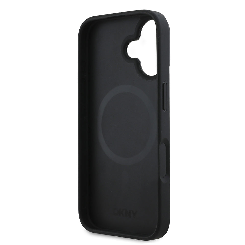 iPhone 16 Kılıf DKNY Orjinal Lisanslı M-safe Şarj Özellikli Metal Logolu PU Deri Plain Kapak