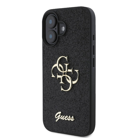 iPhone 16 Kılıf Guess Orjinal Lisanslı 4G Büyük Metal Logolu Glitter Kapak