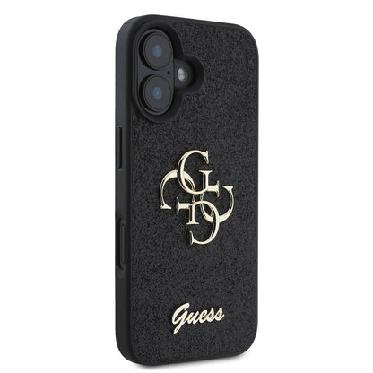 iPhone 16 Kılıf Guess Orjinal Lisanslı 4G Büyük Metal Logolu Glitter Kapak