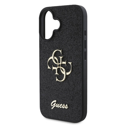 iPhone 16 Kılıf Guess Orjinal Lisanslı 4G Büyük Metal Logolu Glitter Kapak