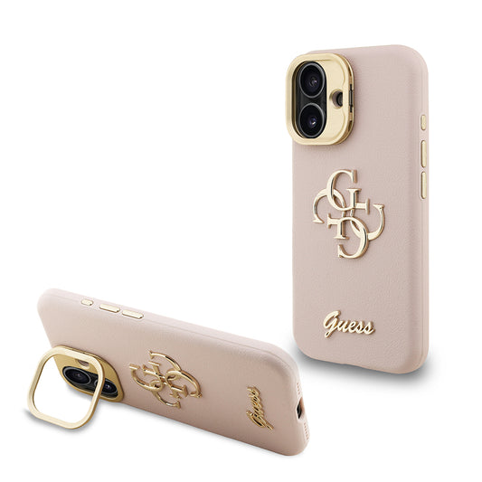 iPhone 16 Kılıf Guess Orjinal Lisanslı Grained Yazı Logolu Kamera Standlı Kapak