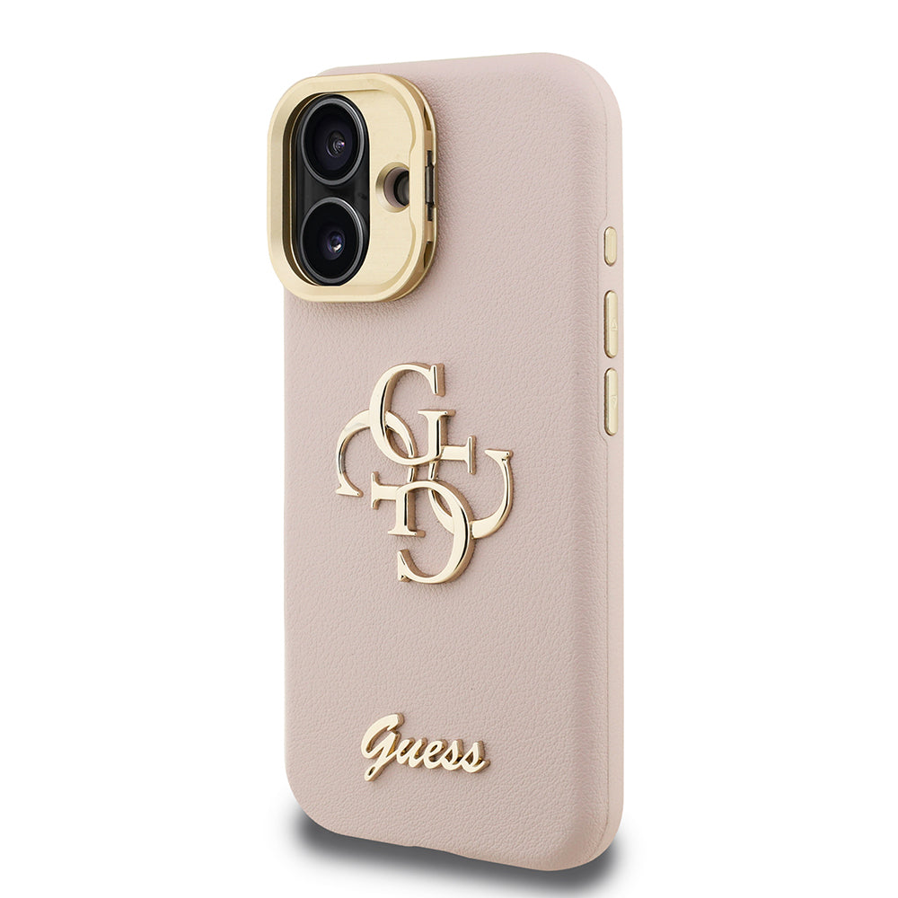 iPhone 16 Kılıf Guess Orjinal Lisanslı Grained Yazı Logolu Kamera Standlı Kapak