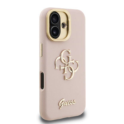 iPhone 16 Kılıf Guess Orjinal Lisanslı Grained Yazı Logolu Kamera Standlı Kapak