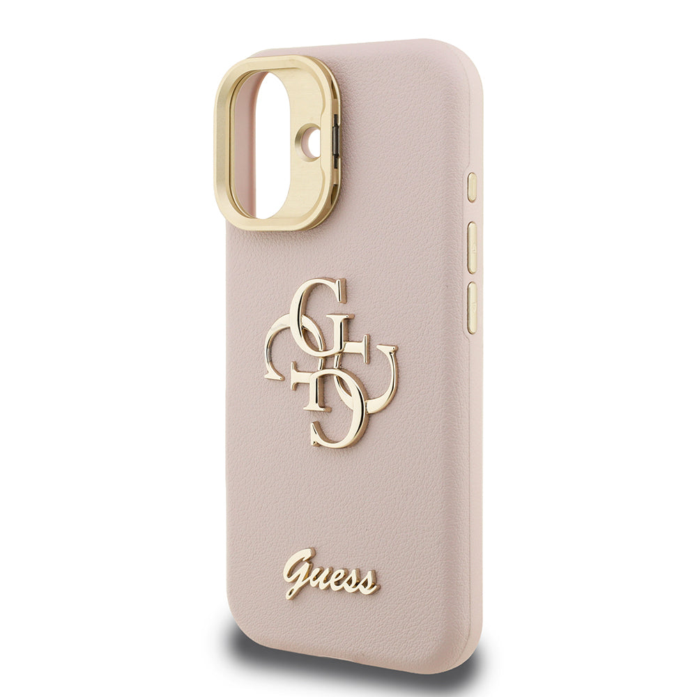 iPhone 16 Kılıf Guess Orjinal Lisanslı Grained Yazı Logolu Kamera Standlı Kapak