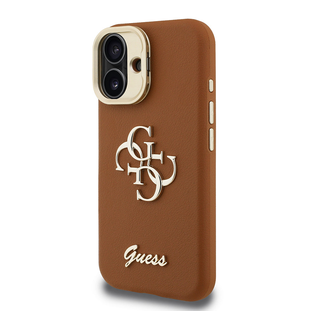 iPhone 16 Kılıf Guess Orjinal Lisanslı Grained Yazı Logolu Kamera Standlı Kapak