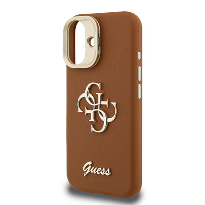 iPhone 16 Kılıf Guess Orjinal Lisanslı Grained Yazı Logolu Kamera Standlı Kapak