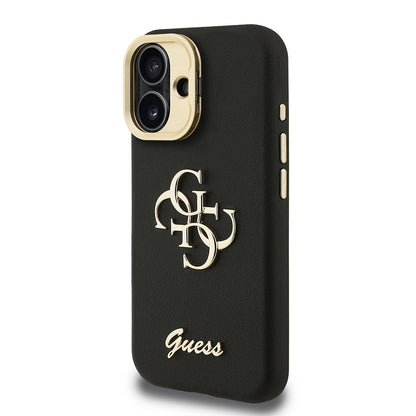 iPhone 16 Kılıf Guess Orjinal Lisanslı Grained Yazı Logolu Kamera Standlı Kapak