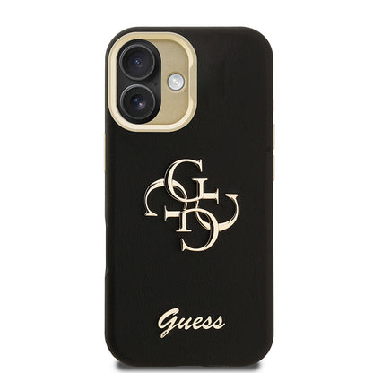 iPhone 16 Kılıf Guess Orjinal Lisanslı Grained Yazı Logolu Kamera Standlı Kapak
