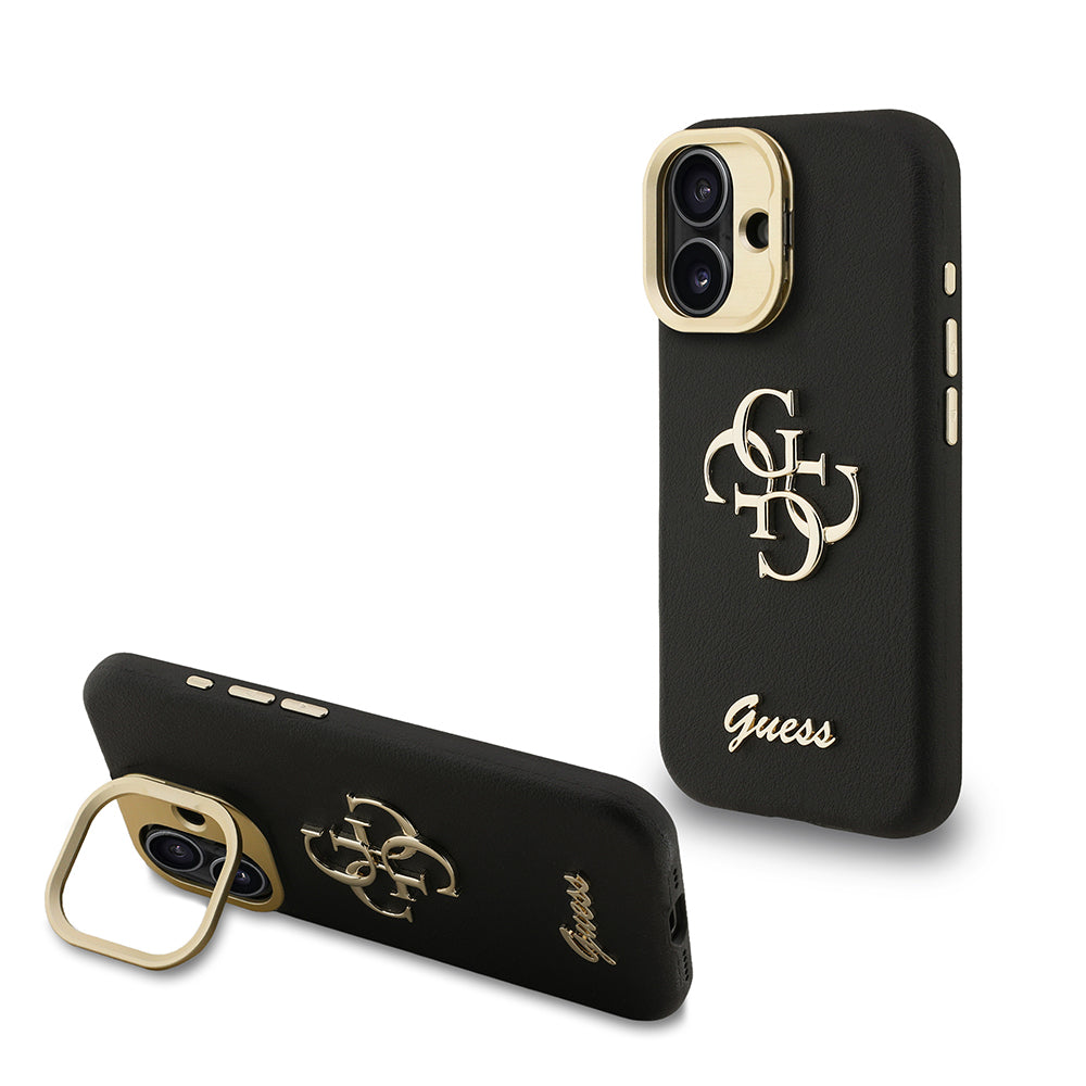 iPhone 16 Kılıf Guess Orjinal Lisanslı Grained Yazı Logolu Kamera Standlı Kapak