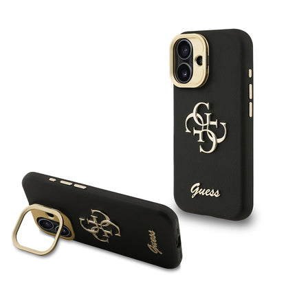 iPhone 16 Kılıf Guess Orjinal Lisanslı Grained Yazı Logolu Kamera Standlı Kapak