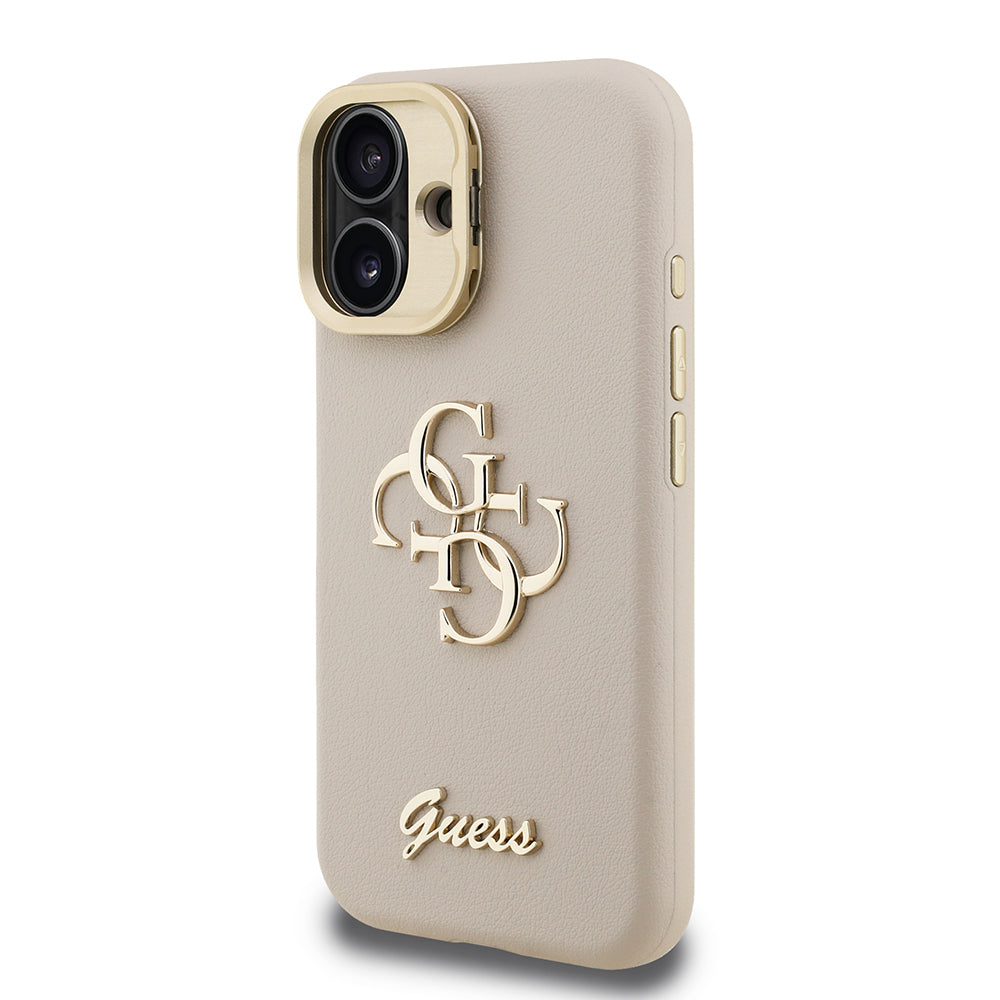 iPhone 16 Kılıf Guess Orjinal Lisanslı Grained Yazı Logolu Kamera Standlı Kapak